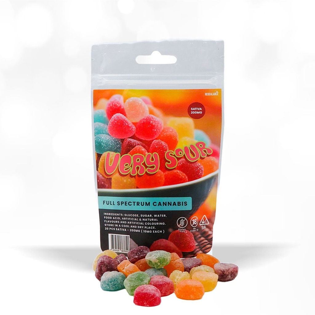Gummies - Very Sour Jellies 200mg (20x10mg) - Sativa