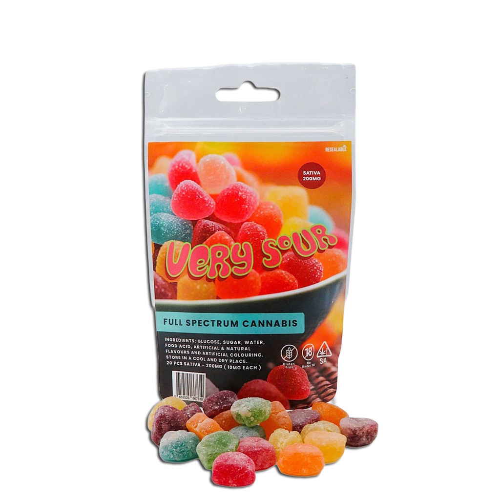 Gummies - Very Sour Jellies 200mg (20x10mg) - Sativa