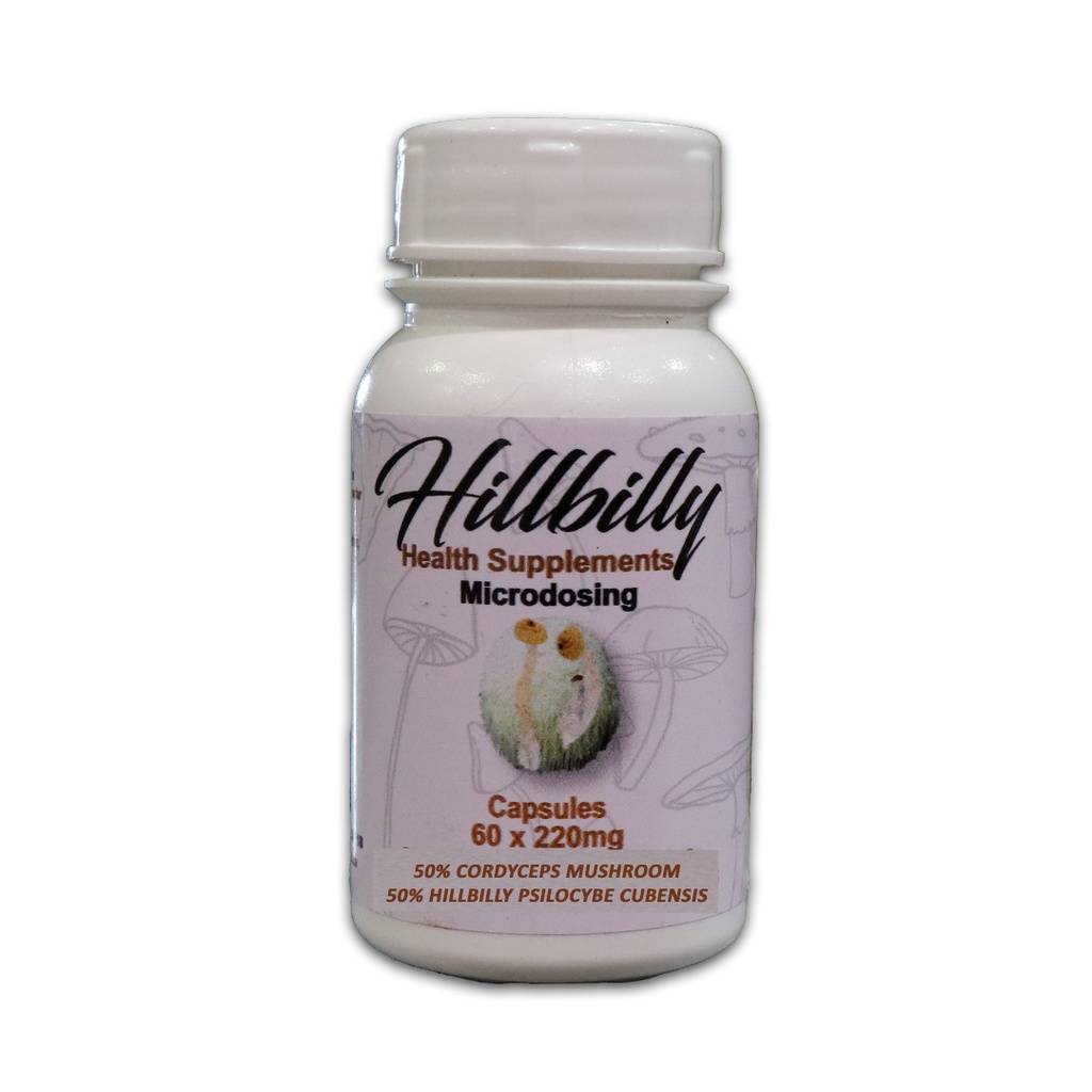 Hillbilly Microstack Psilocybin Microdosing Capsules (Hillbillys + Cordyceps) 220mg (30 x Capsules)