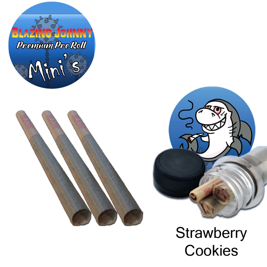 Blazing Johnny Premium Pre-Rolls - Mini's - Greenhouse - Strawberry Cookies (Hybrid) 3's