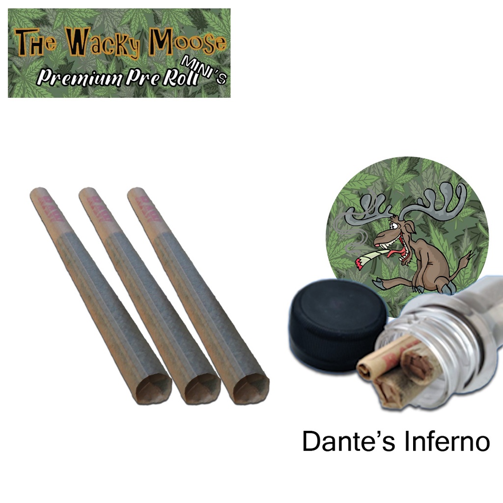 Wacky Moose Premium Pre-Rolls - Mini's - Indoor - Dante's Inferno (Indica) 3's