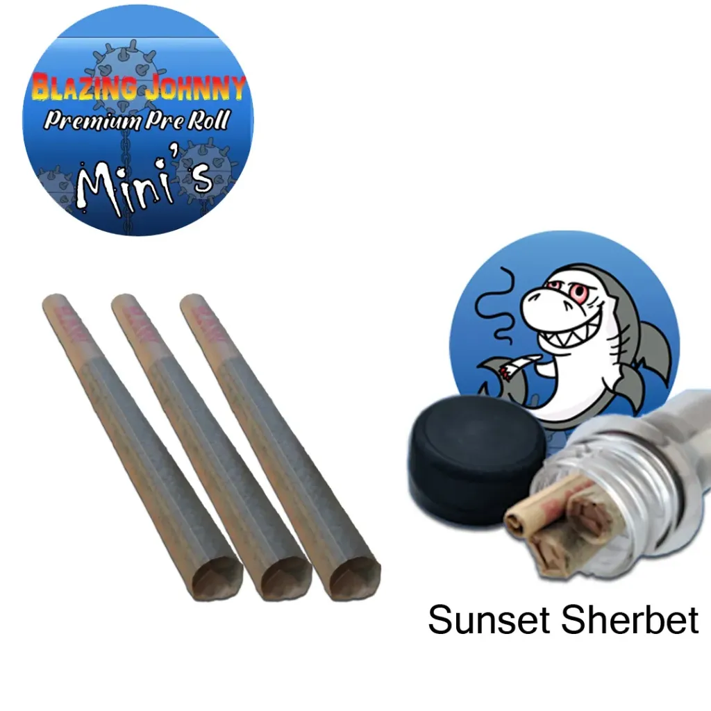 Blazing Johnny Premium Pre-Rolls - Mini's - Greenhouse - Sunset Sherbet (Indica) 3's