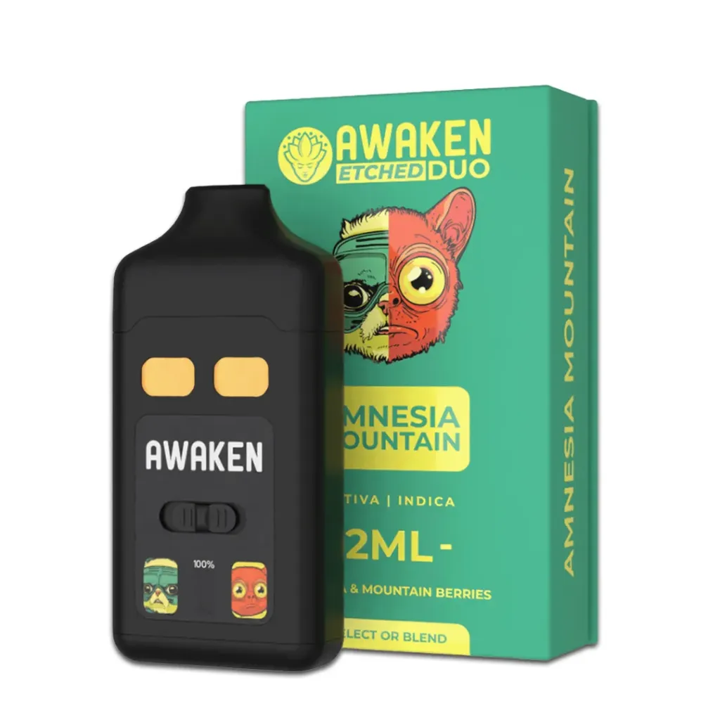 Awaken® Etched DUO Disposable Vape 2ml - Amnesia Mountain Duo (Sativa 1ml + Indica 1ml)