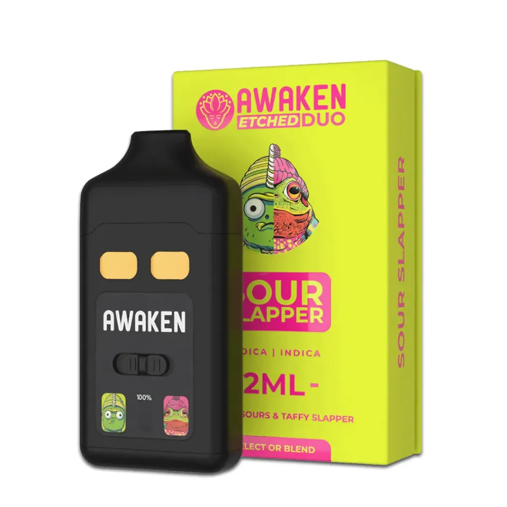 Awaken® Etched DUO Disposable Vape 2ml - Sour Slapper Duo (Indica1ml+Indica1ml)