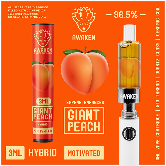 Awaken® Vape Blaster Cartridges 3ml - Giant Peach (Hybrid)
