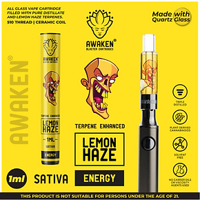 Awaken® Vape Blaster Cartridges 1ml - Lemon Haze (Sativa)