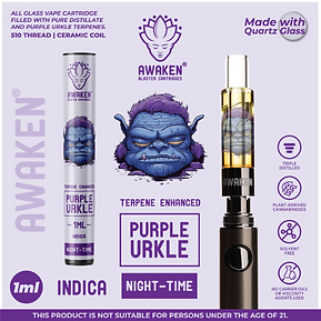 Awaken® Vape Blaster Cartridges 1ml - Purple Urkle (Indica)