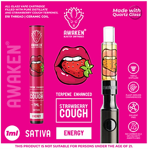 Awaken® Vape Blaster Cartridges 1ml - Strawberry Cough (Sativa)