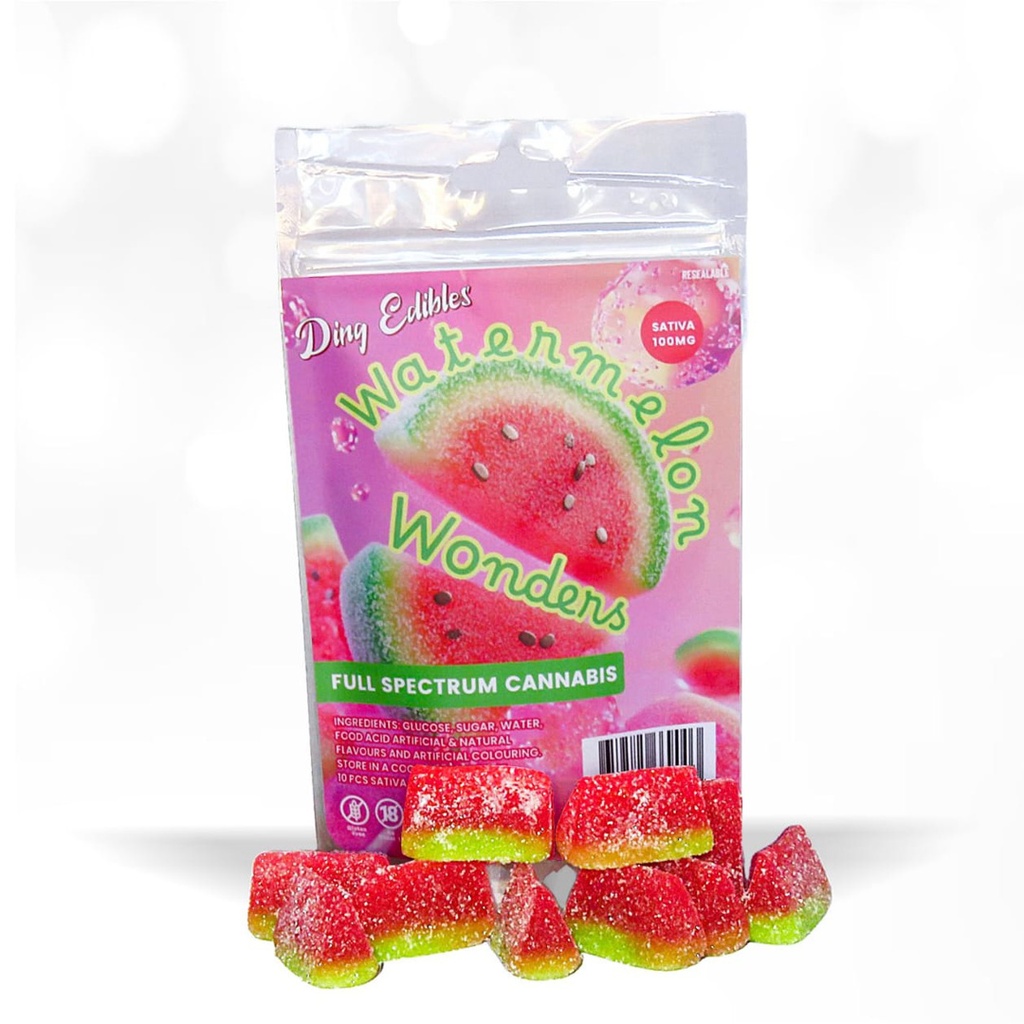 Gummies - Watermelon Wonders 100mg (10x10mg) - Sativa