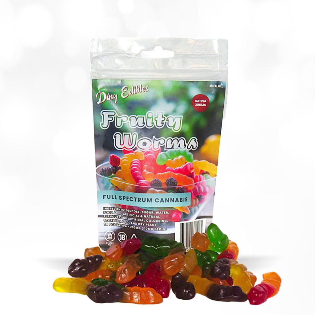 Gummies - Fruity Worms 200mg (20x10mg) - Sativa