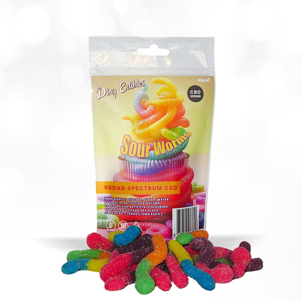 Gummies - Sour Worms 200mg (20x10mg) - CBD