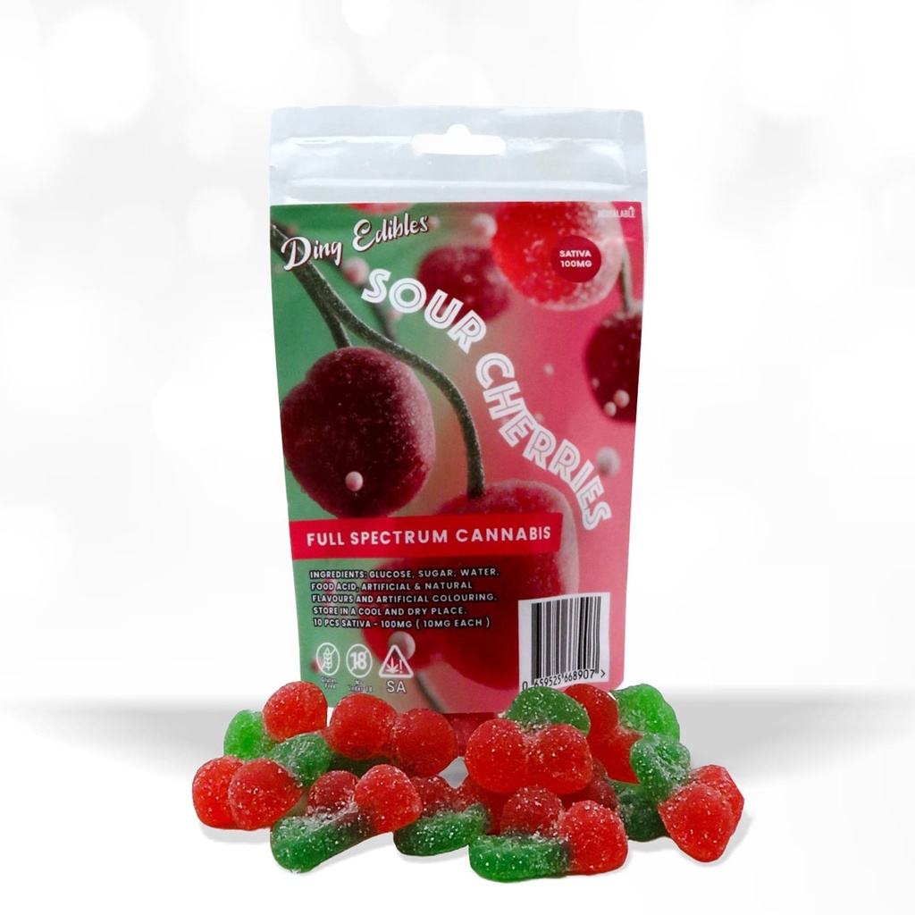 Gummies - Sour Cherries 100mg (10x10mg) - Sativa