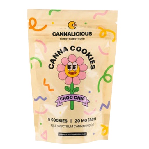 Cannalicious Cookies Choc Chip 100mg - 5 Pack