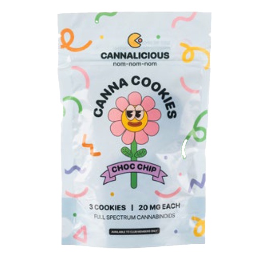 Cannalicious Cookies Choc Chip 60mg - 3 Pack