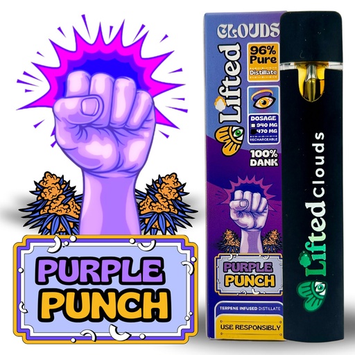 Lifted Delta 9 Disposable Vapes - Purple Punch (Indica)