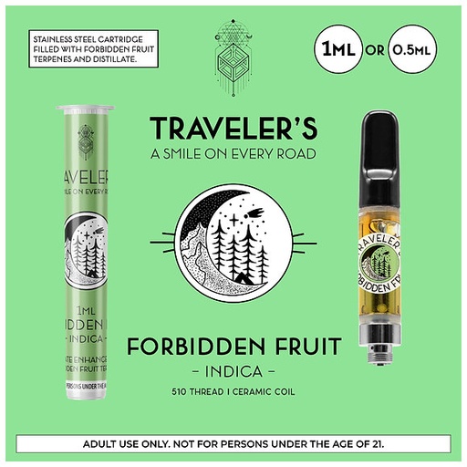 Traveler’s® Classic Vape Cartridges 1ml - Forbidden Fruit (Indica)