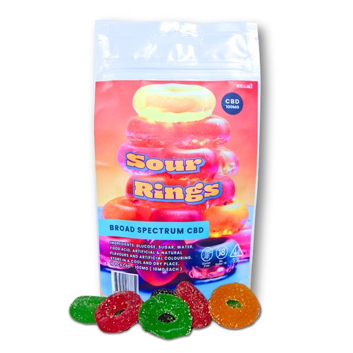 Gummies - Sour Rings 100mg (10x10mg) - CBD